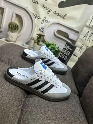 Adidas Samba White Black Gray Loafers 9