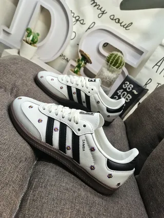 Adidas Samba White Black Low-Top Cupsole Leather Upper Lifestyle Sneakers 7