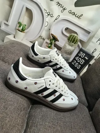 Adidas Samba White Black Low-Top Cupsole Leather Upper Lifestyle Sneakers 9