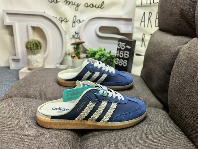Adidas Samba White Brown Mesh Laceless Mule Lifestyle Sneakers 11