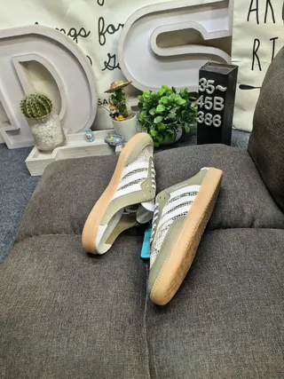 Adidas Samba White Brown Mesh Laceless Mule Lifestyle Sneakers 16