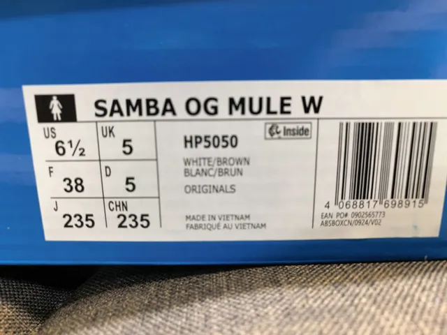 Adidas Samba White Brown Mesh Laceless Mule Lifestyle Sneakers 22