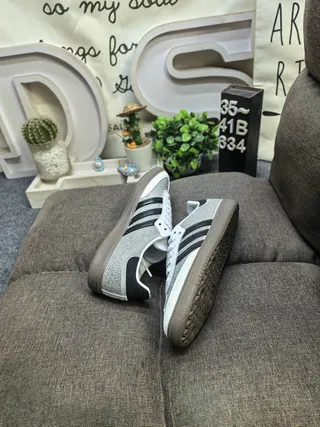 Adidas Silver Black Textured Mesh Upper Three-Stripe Side Panel Lifestyle Sneakers 6