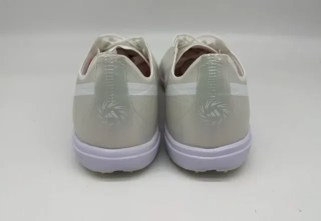 Adidas Silver White Metallic Synthetic Upper Three-Stripe Side Branding Artificial-Grass Soccer Shoes 3