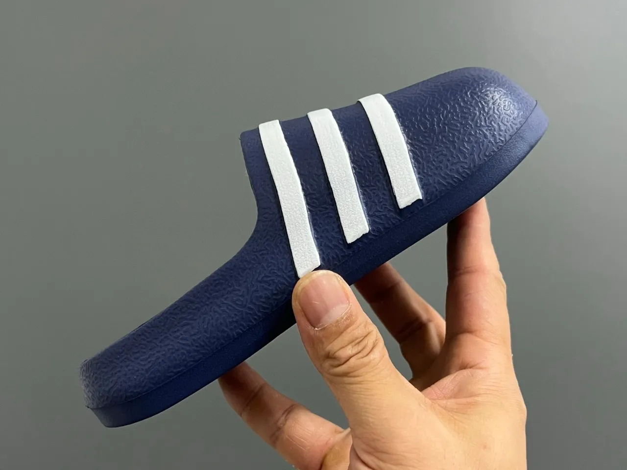 Adidas Slide Black White Molded EVA Sole Three-Stripe Banding Slippers 19