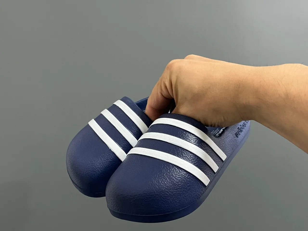 Adidas Slide Black White Molded EVA Sole Three-Stripe Banding Slippers 21