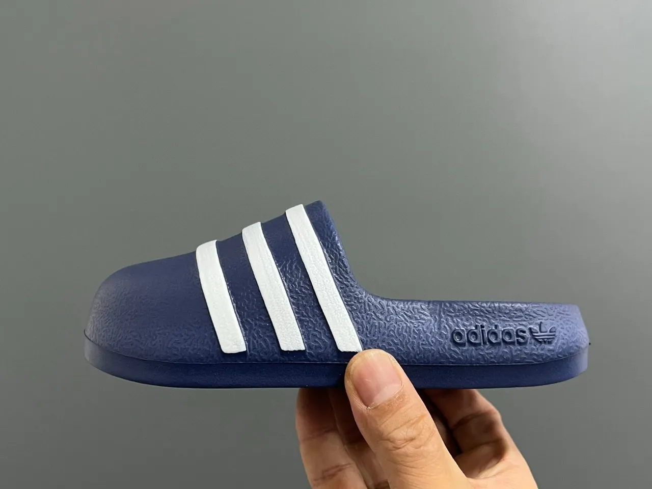 Adidas Slide Black White Molded EVA Sole Three-Stripe Banding Slippers 23
