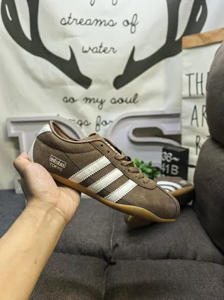 Adidas Spezial Brown Suede and White Stripe Lifestyle Sneakers 5