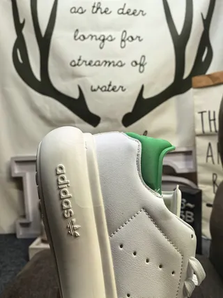 Adidas Stan Smith White Green Low-Top Perforated Leather Upper Lifestyle Sneakers 3