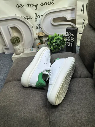 Adidas Stan Smith White Green Low-Top Perforated Leather Upper Lifestyle Sneakers 6
