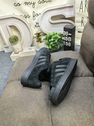 Adidas Superstar All-Black Suede Lifestyle Sneakers 6