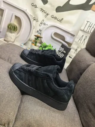 Adidas Superstar All-Black Suede Lifestyle Sneakers 7