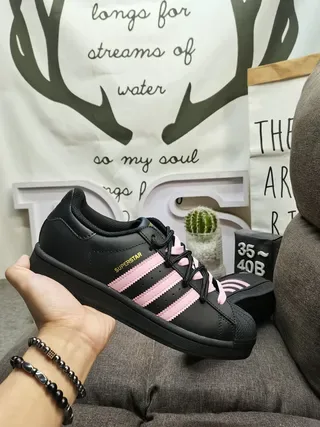 Adidas Superstar Black and Pink Lifestyle Sneakers 5