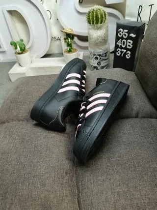 Adidas Superstar Black and Pink Lifestyle Sneakers 6