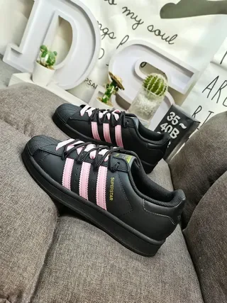 Adidas Superstar Black and Pink Lifestyle Sneakers 7