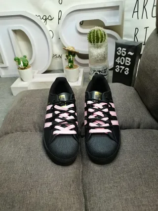 Adidas Superstar Black and Pink Lifestyle Sneakers 10