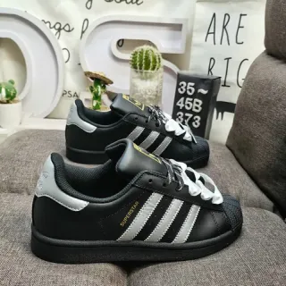 Adidas Superstar Black and Silver Metallic Lifestyle Sneakers