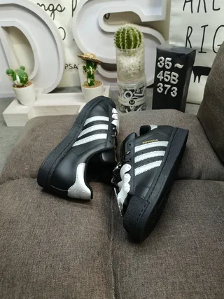 Adidas Superstar Black and Silver Metallic Lifestyle Sneakers 6