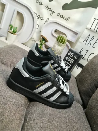 Adidas Superstar Black and Silver Metallic Lifestyle Sneakers 9