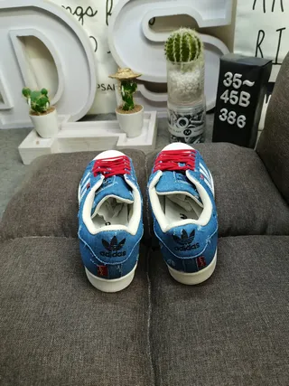 Adidas Superstar Denim Distressed Blue White Red Lifestyle Sneakers 4
