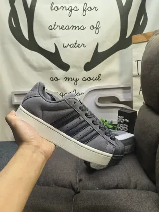 Adidas Superstar Gray and Black Lifestyle Sneakers 5