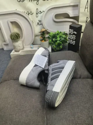 Adidas Superstar Gray and Black Lifestyle Sneakers 6
