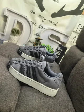 Adidas Superstar Gray and Black Lifestyle Sneakers 7