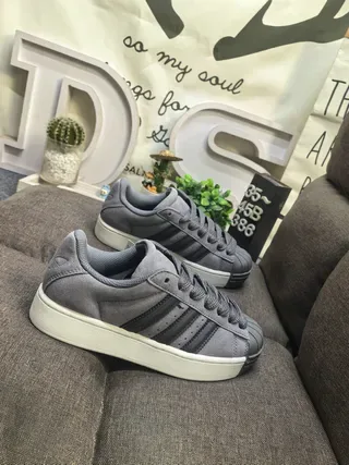 Adidas Superstar Gray and Black Lifestyle Sneakers 9
