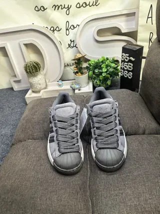 Adidas Superstar Gray and Black Lifestyle Sneakers 10