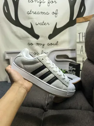 Adidas Superstar Light Gray and Black Lifestyle Sneakers 5