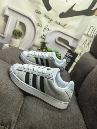 Adidas Superstar Light Gray and Black Lifestyle Sneakers 7