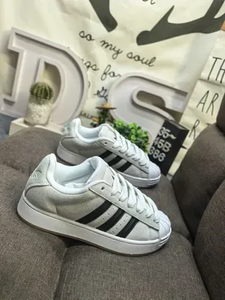 Adidas Superstar Light Gray and Black Lifestyle Sneakers 9