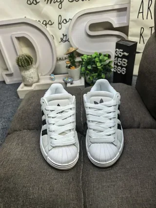 Adidas Superstar Light Gray and Black Lifestyle Sneakers 10