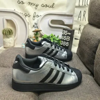 Adidas Superstar Metallic Silver Black Lifestyle Sneakers