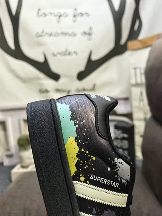 Adidas Superstar Paint Splatter Black Multicolor Lifestyle Sneakers 3