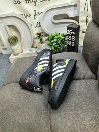Adidas Superstar Paint Splatter Black Multicolor Lifestyle Sneakers 6