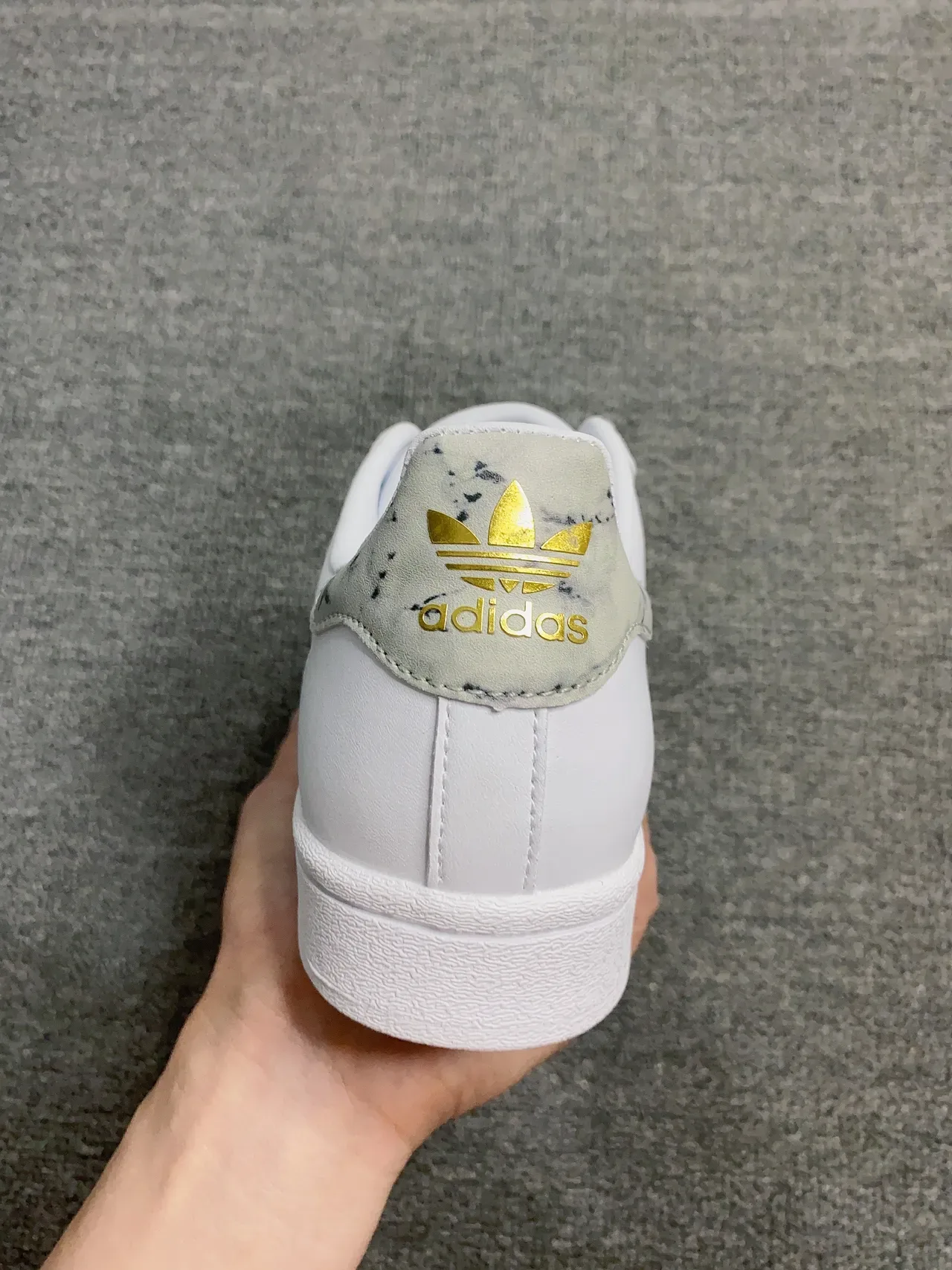 Adidas Superstar White and Gold Marbled Stripes Lifestyle Sneakers 3
