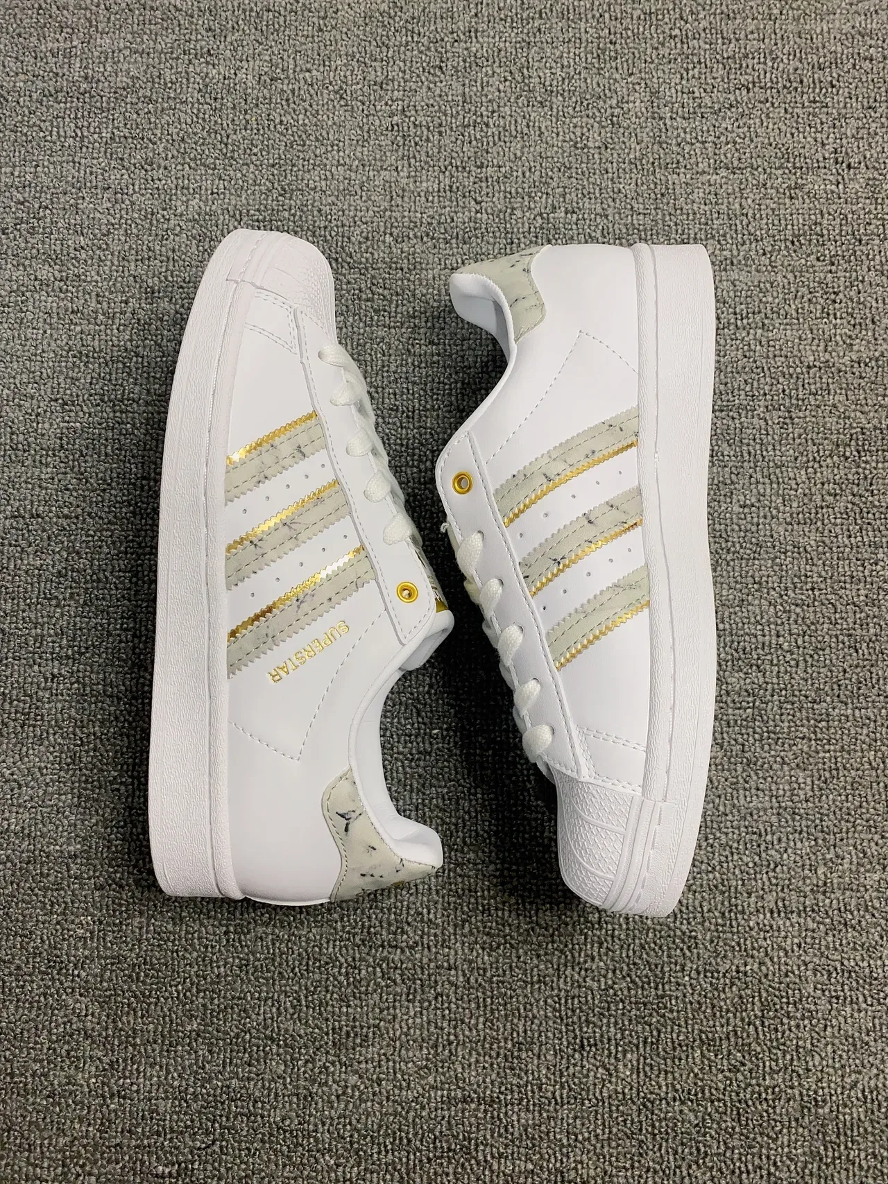 Adidas Superstar White and Gold Marbled Stripes Lifestyle Sneakers 12