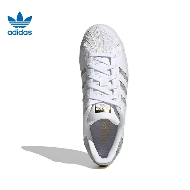 Adidas Superstar White and Gold Marbled Stripes Lifestyle Sneakers 8