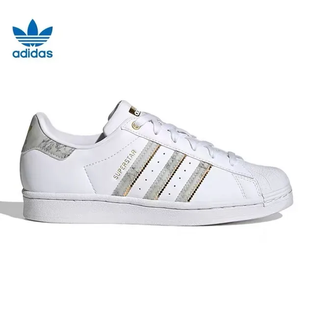 Adidas Superstar White and Gold Marbled Stripes Lifestyle Sneakers 10