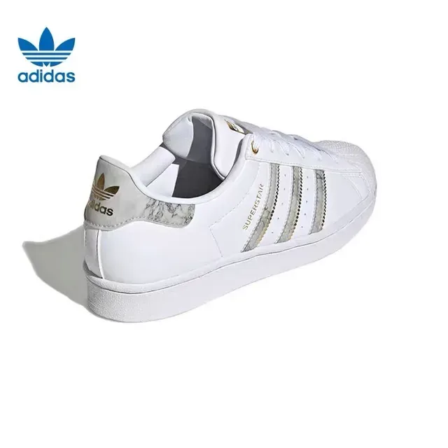 Adidas Superstar White and Gold Marbled Stripes Lifestyle Sneakers 11