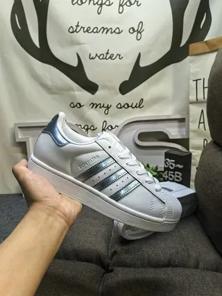 Adidas Superstar White and Metallic Silver Lifestyle Sneakers 5