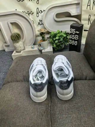 Adidas Superstar White and Metallic Silver Lifestyle Sneakers 8