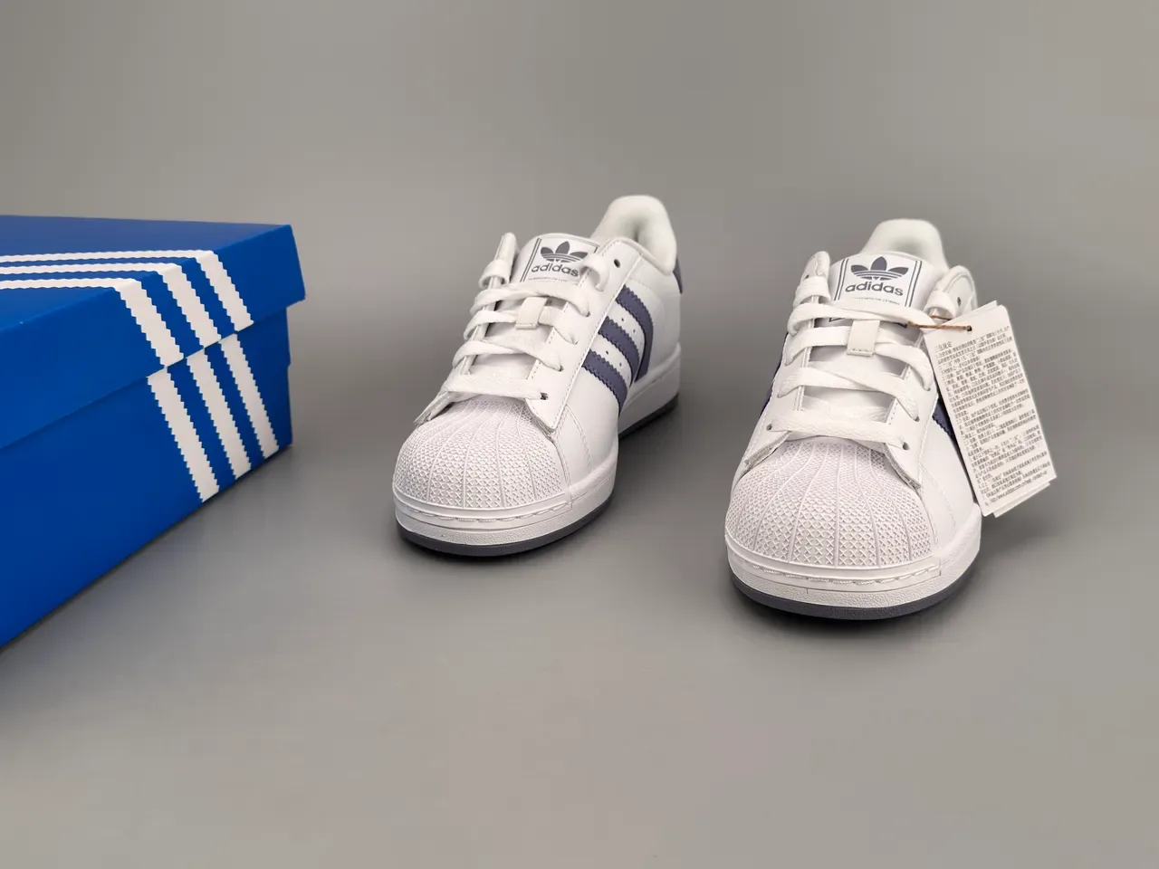 Adidas Superstar White and Purple Lifestyle Sneakers 3