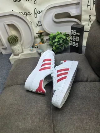 Adidas Superstar White and Red Lifestyle Sneakers 6
