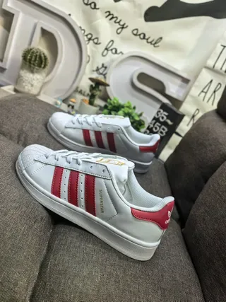 Adidas Superstar White and Red Lifestyle Sneakers 7
