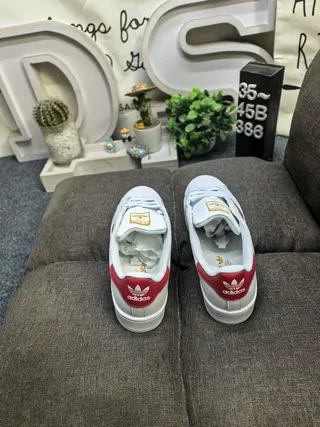 Adidas Superstar White and Red Lifestyle Sneakers 8