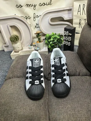 Adidas Superstar White Black Floral Embroidery Lifestyle Sneakers 10