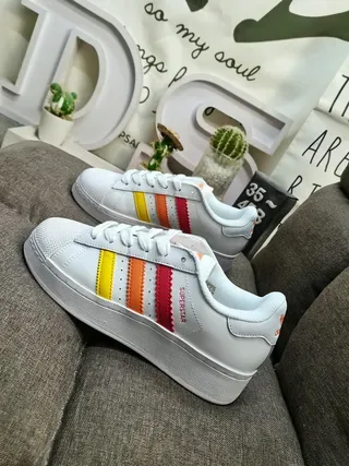 Adidas Superstar White Red Orange Yellow Lifestyle Sneakers 7