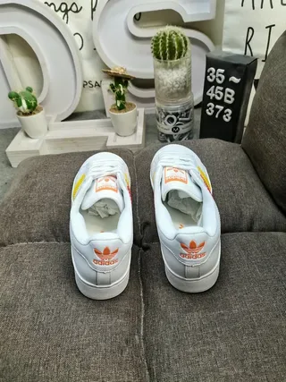 Adidas Superstar White Red Orange Yellow Lifestyle Sneakers 8